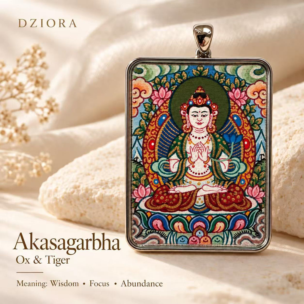 Zaki Lhamo Hand-Painted Thangka Gawu Necklace