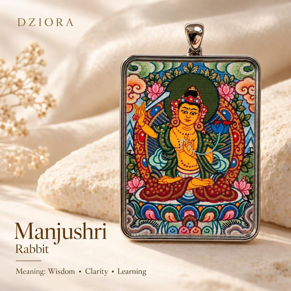 Zaki Lhamo Hand-Painted Thangka Gawu Necklace
