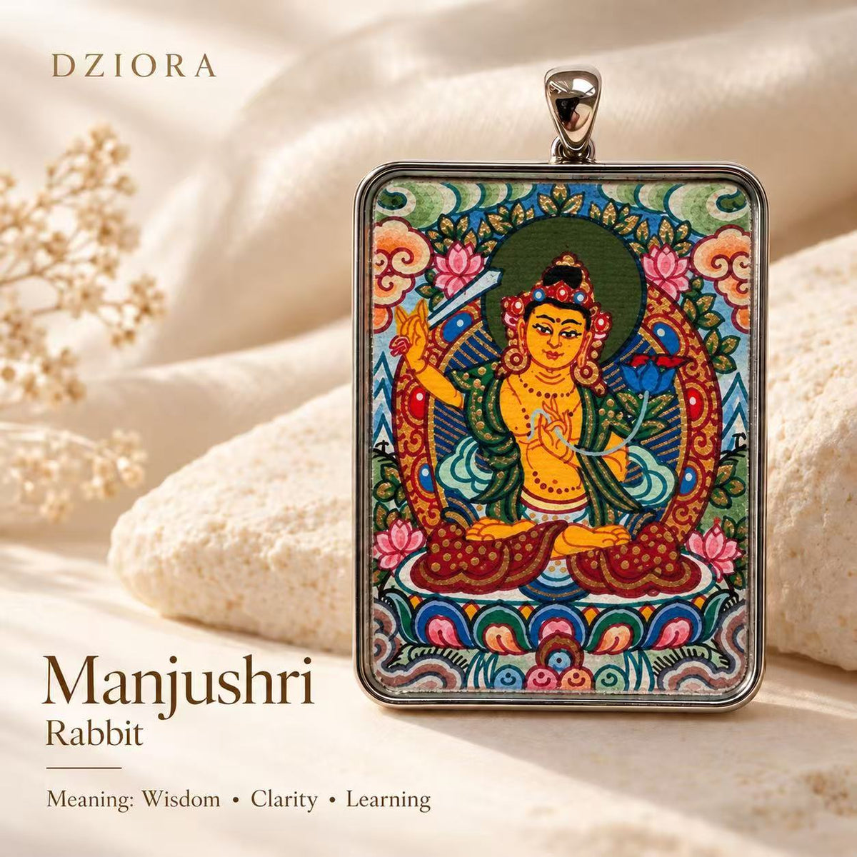 Zaki Lhamo Hand-Painted Thangka Gawu Necklace
