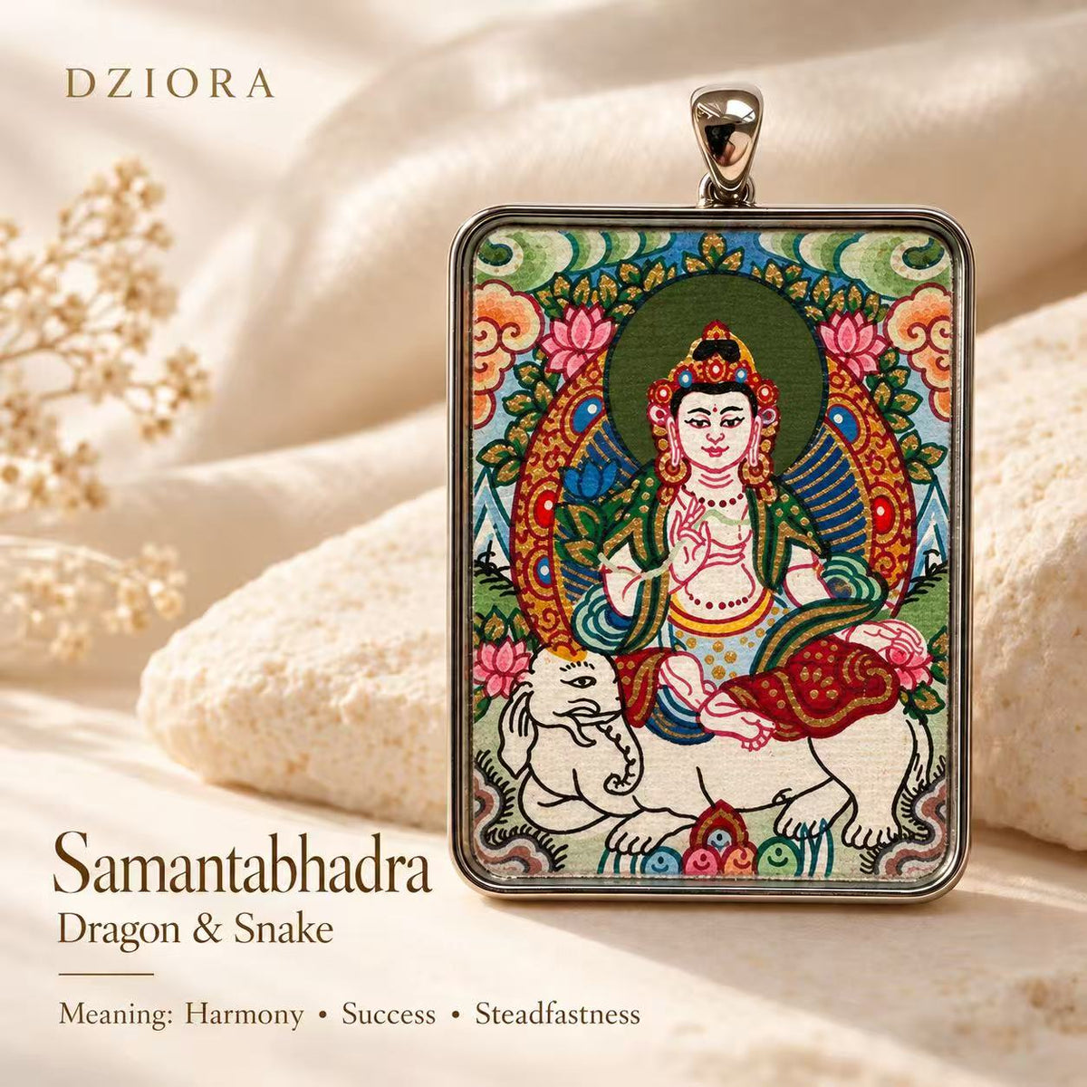 Zaki Lhamo Hand-Painted Thangka Gawu Necklace