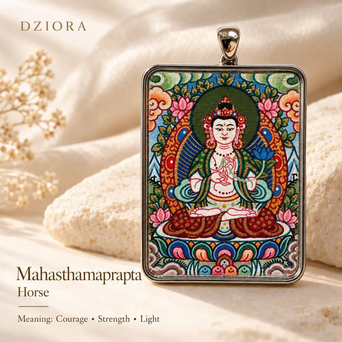 Zaki Lhamo Hand-Painted Thangka Gawu Necklace