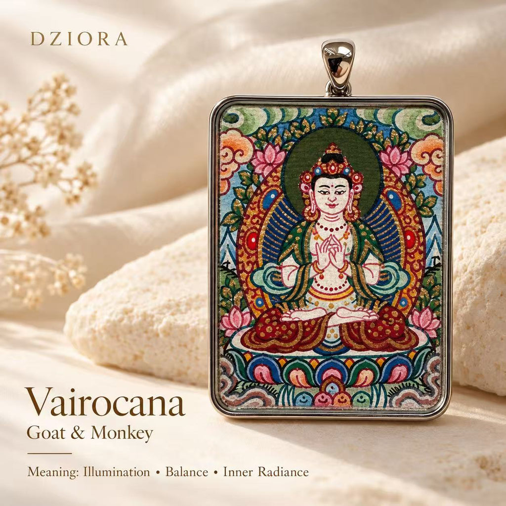 Zaki Lhamo Hand-Painted Thangka Gawu Necklace