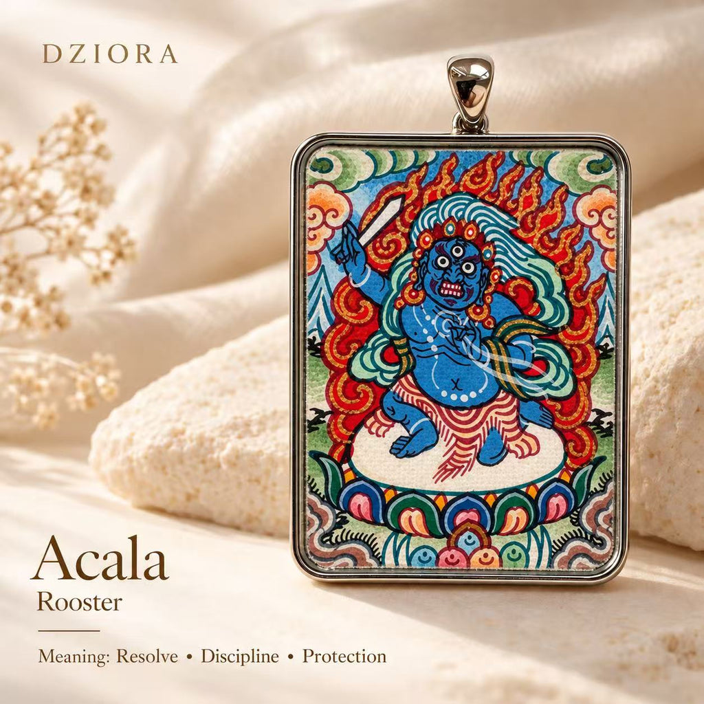 Zaki Lhamo Hand-Painted Thangka Gawu Necklace