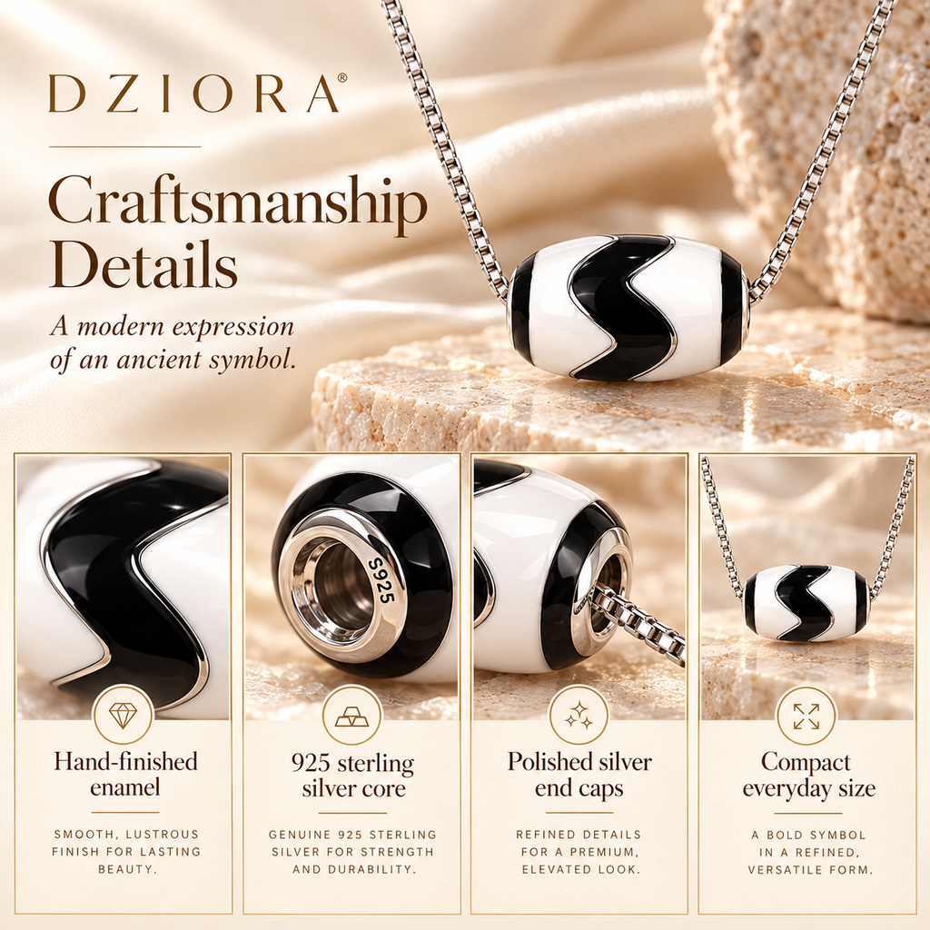 Tiger-Tooth Dzi-Inspired Enamel Necklace