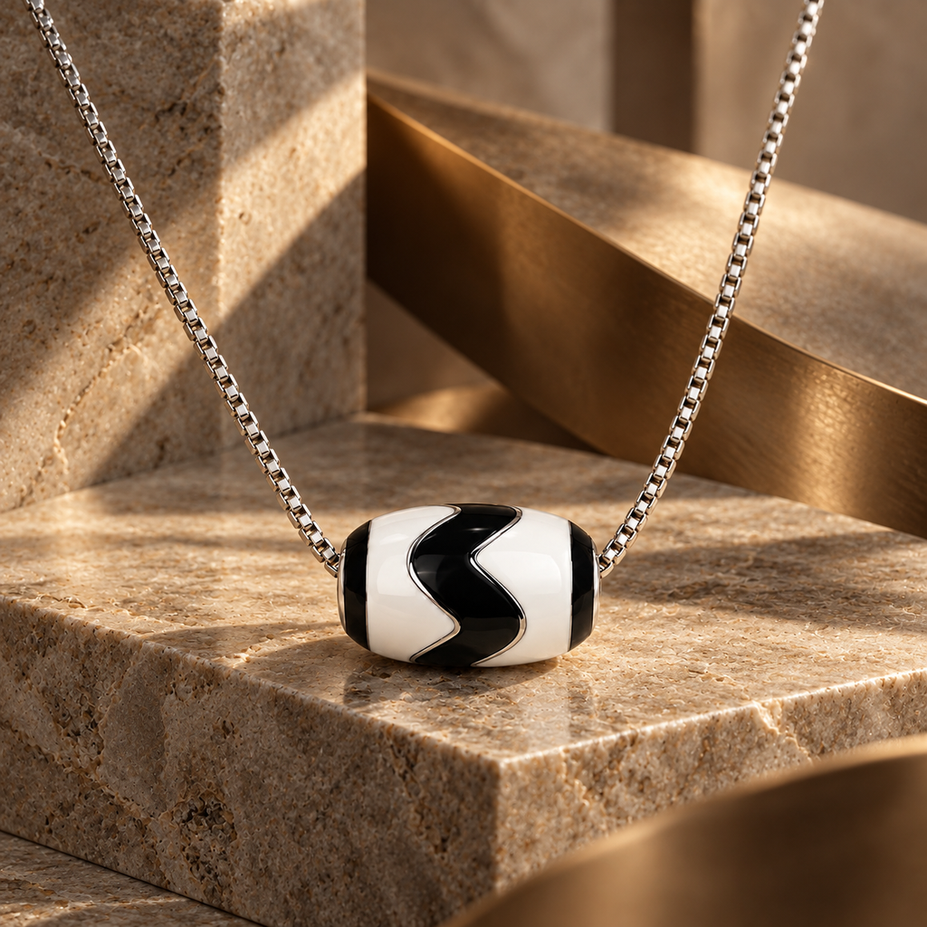 Tiger-Tooth Dzi-Inspired Enamel Necklace