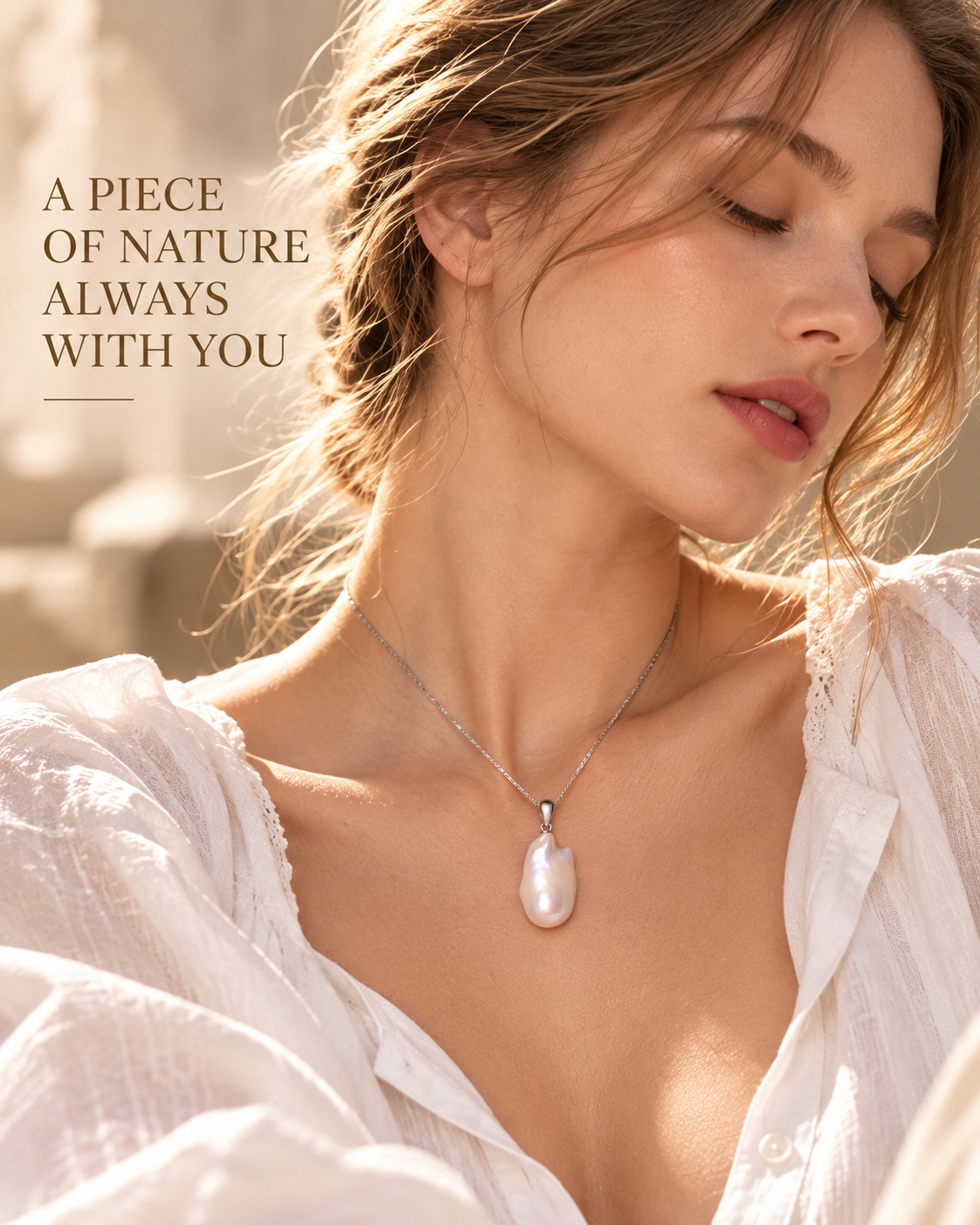 Natural Baroque Pearl Pendant Necklace