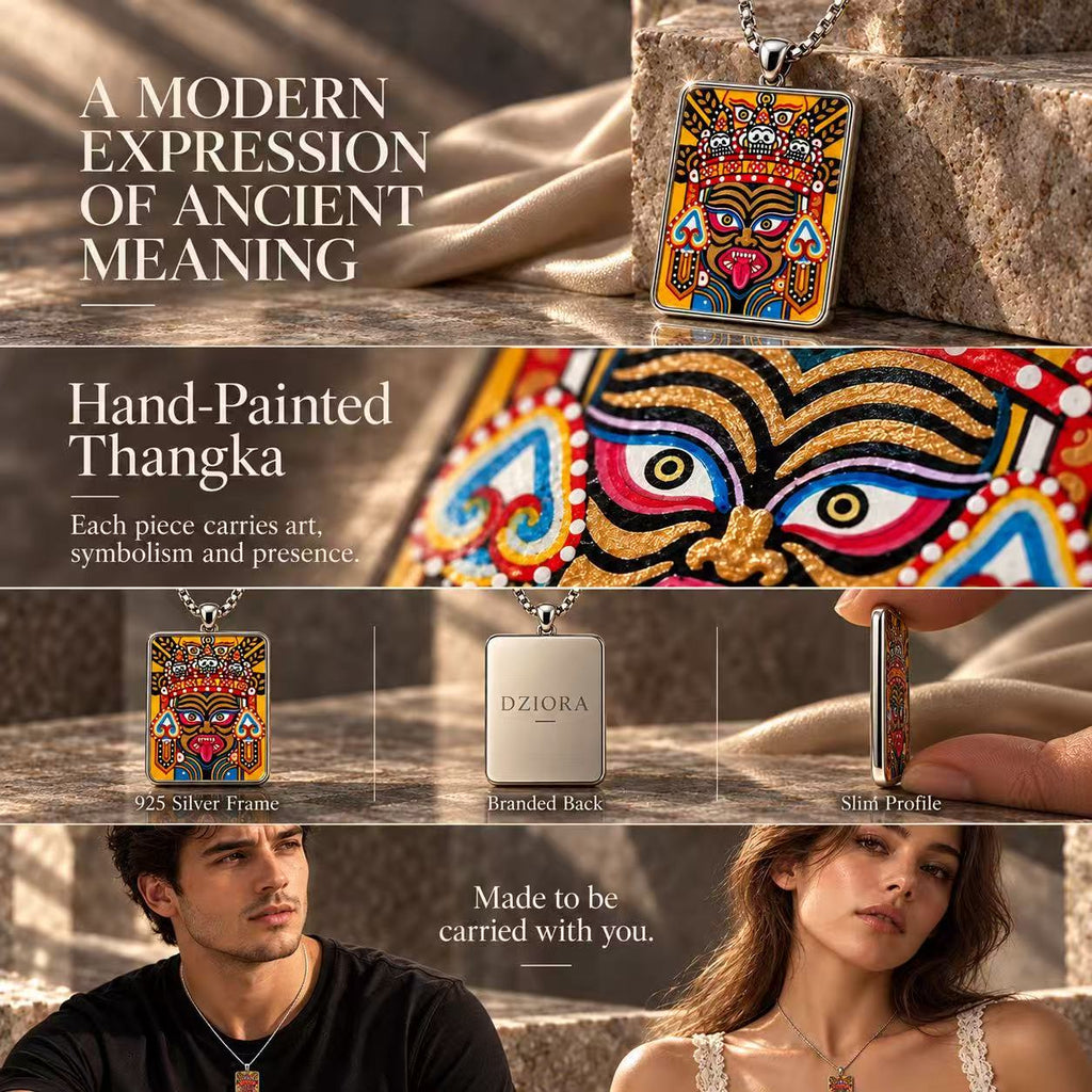 Zaki Lhamo Hand-Painted Thangka Gawu Necklace
