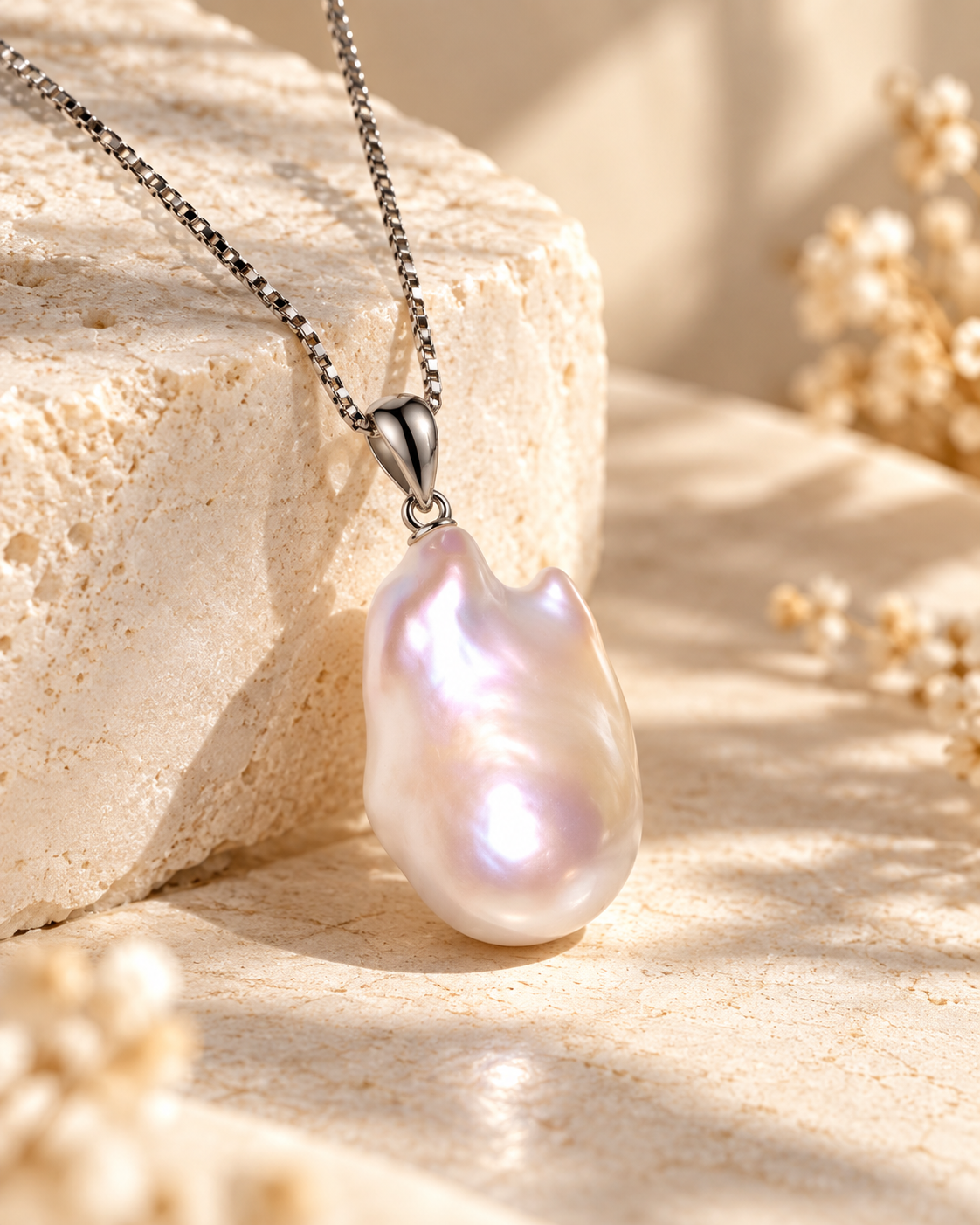 Natural Baroque Pearl Pendant Necklace