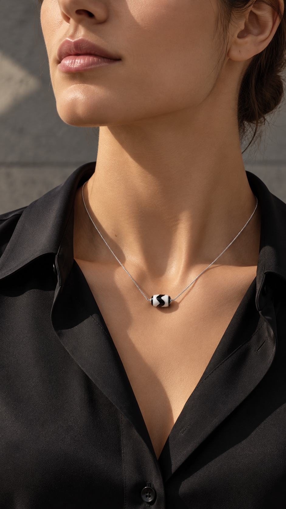 Tiger-Tooth Dzi-Inspired Enamel Necklace